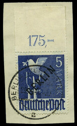 5 M. Schwarzaufdruck 1948 vom Oberrand (Plattendruck ndgz.), sauber ...